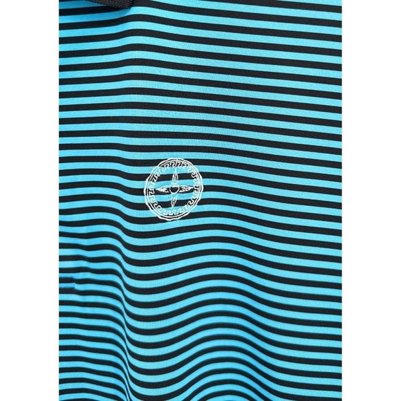 Peter Millar Summer Comfort Polo Shirt Size XL Blue Black Striped Embroidered - Picture 2 of 6